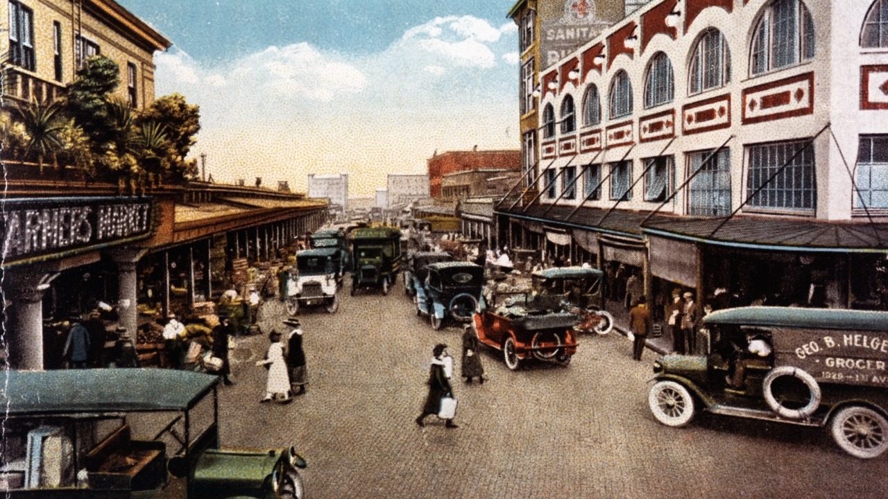 Pike Place Market postcard, 1913