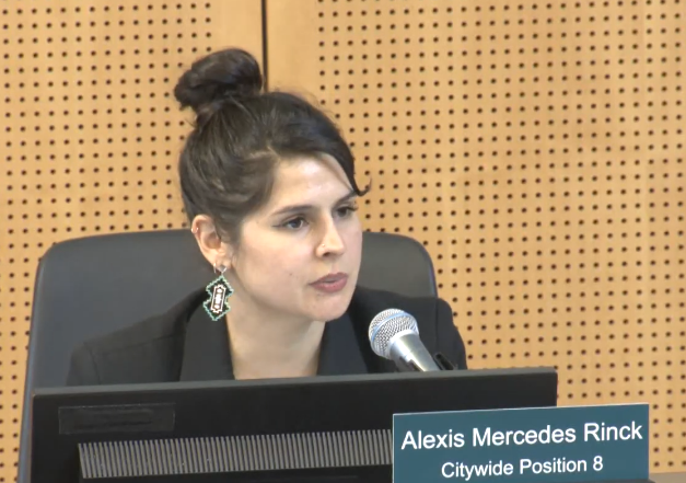 Councilmember Rinck speaking at the dais