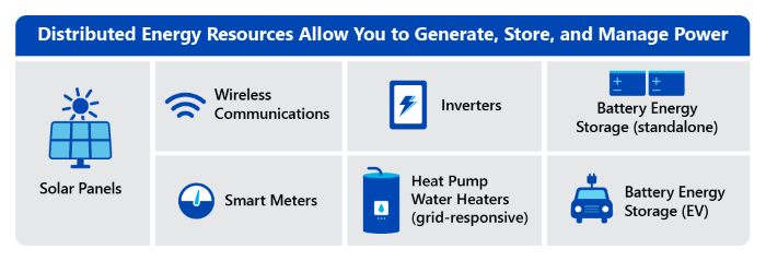 Distributed Energy Resources support customer‑driven energy generation and storage.