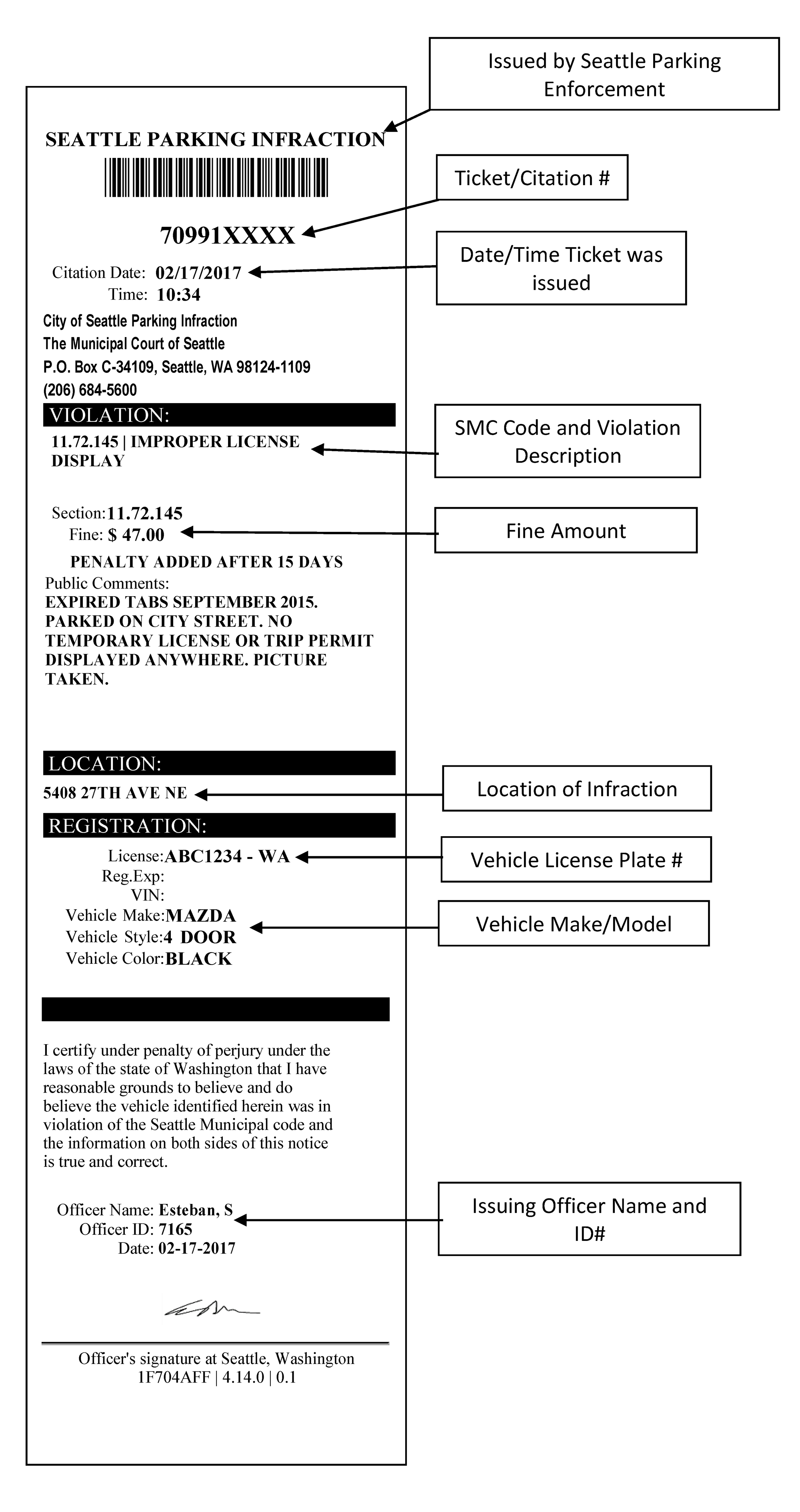 Example Parking Citation