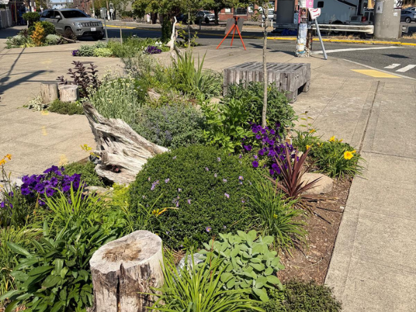 A green space in an industrial area