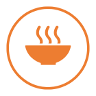 Orange Icon of a steaming bowl of food