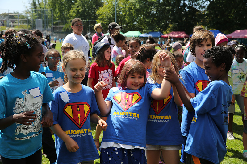 Kids arm wrestling and having fun