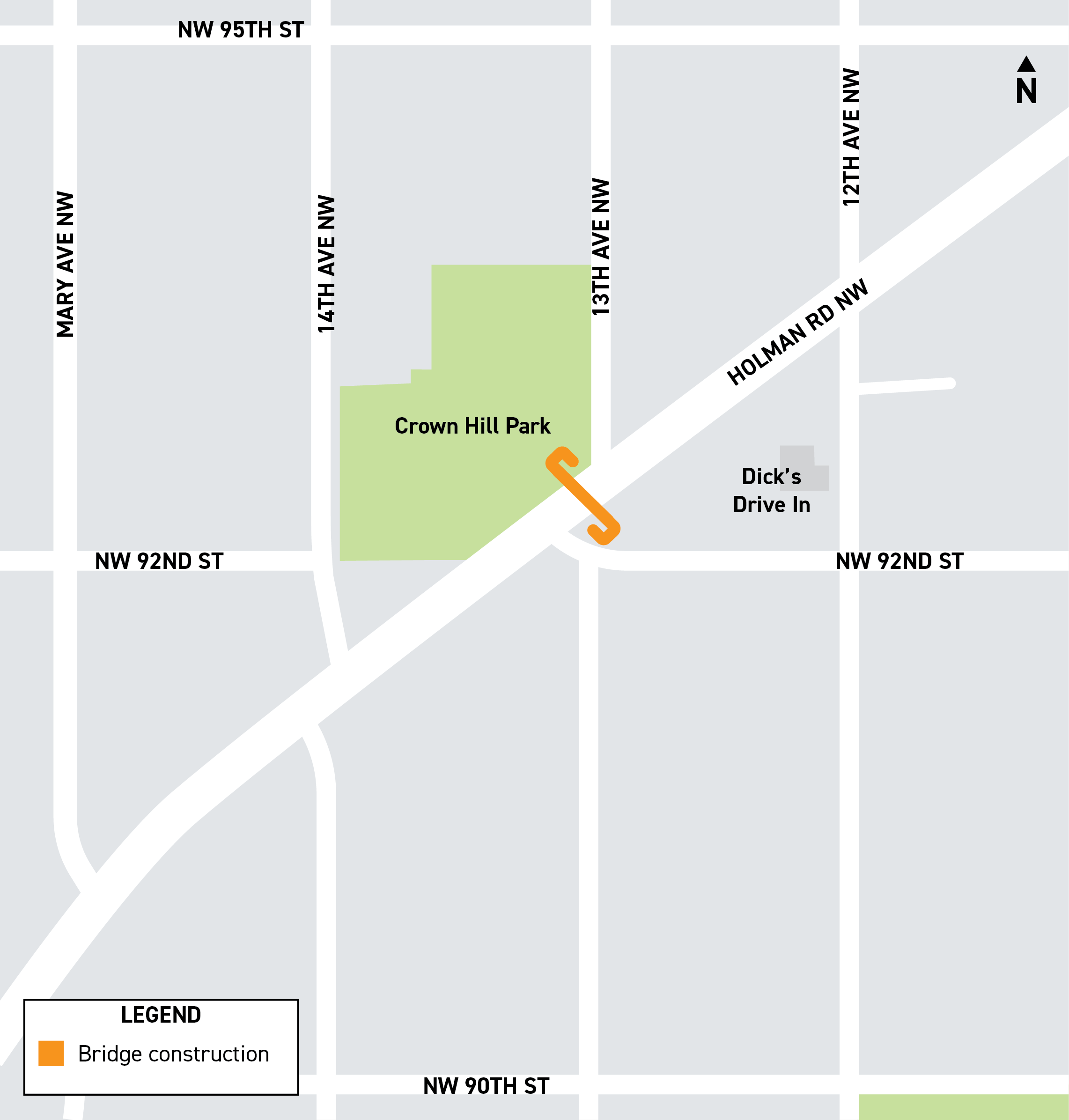 Map of the 13th Ave NW/Holman NW Bridge