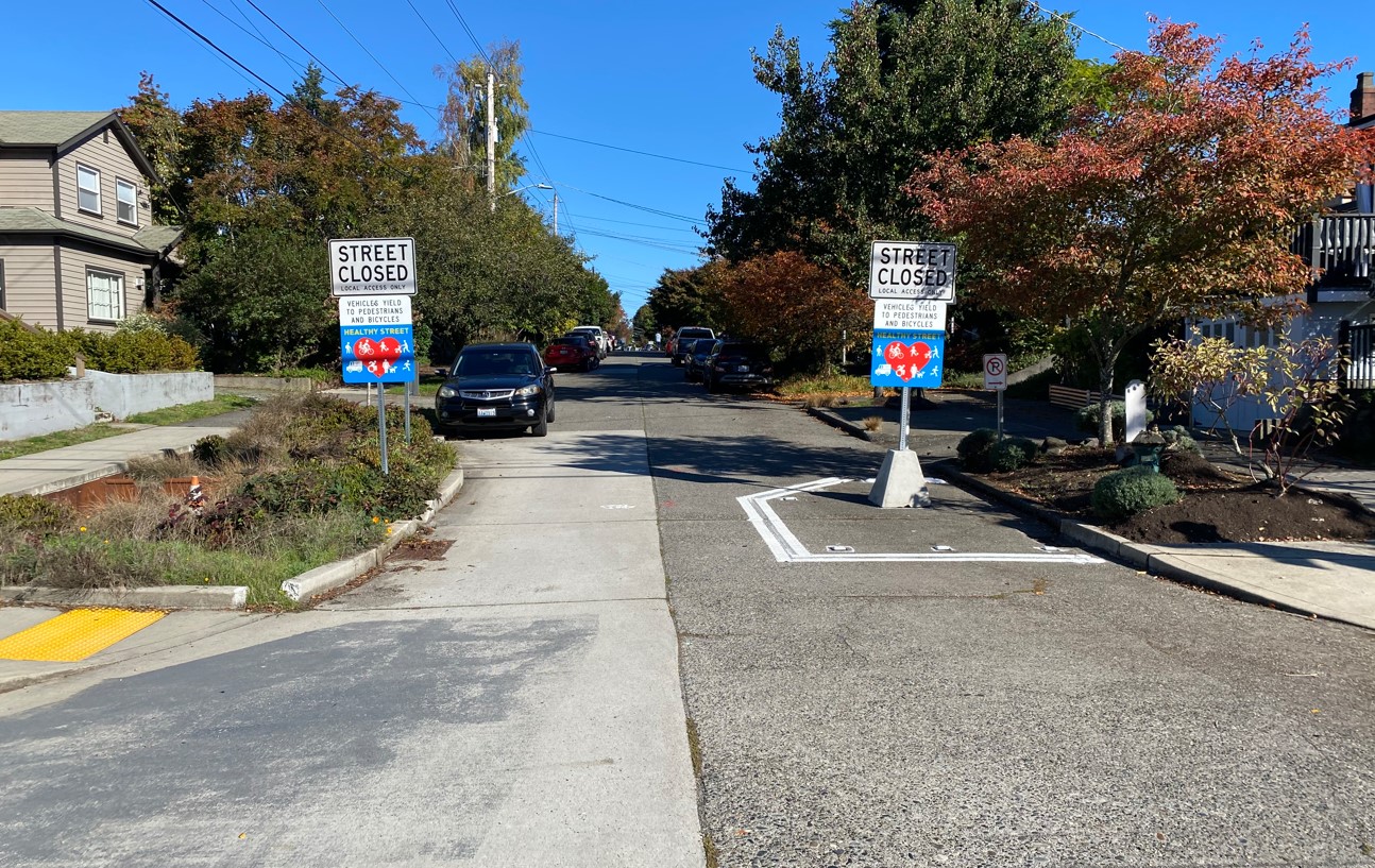 Permanent Healthy Street signage along Ballard Healthy Street