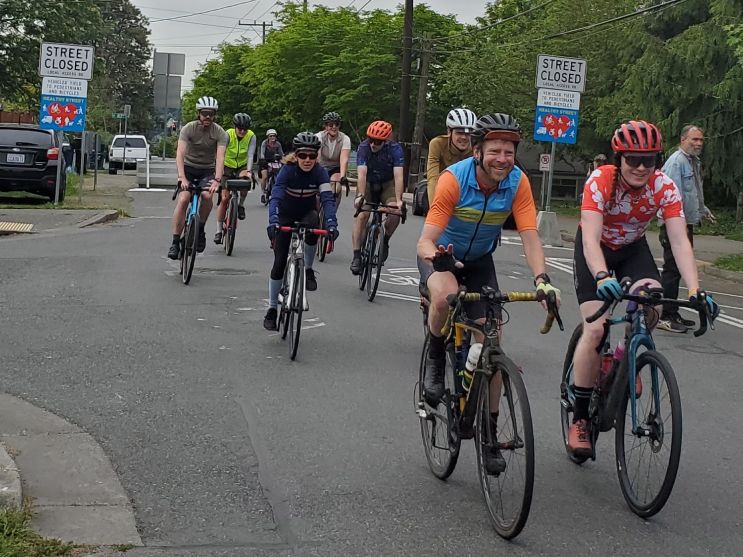 People biking in the street