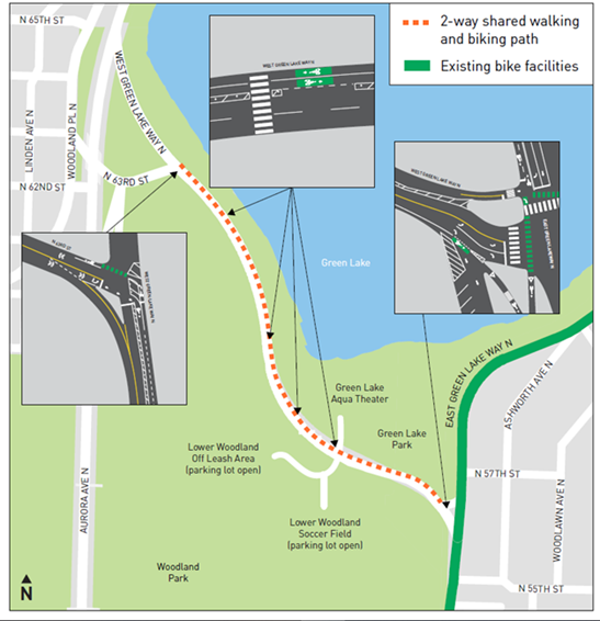 W Green Lake Way N overview map