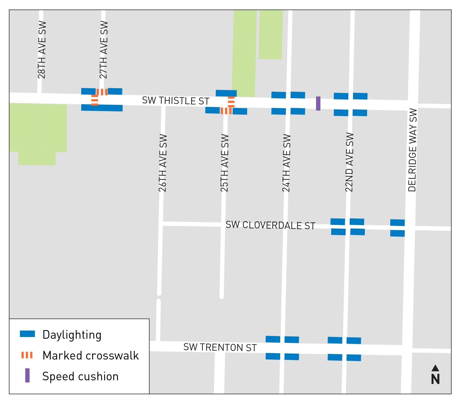 Image shows location of design elements on a map.