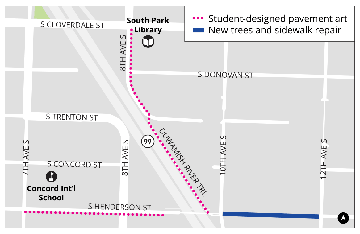 Image shows location of design elements on a map.