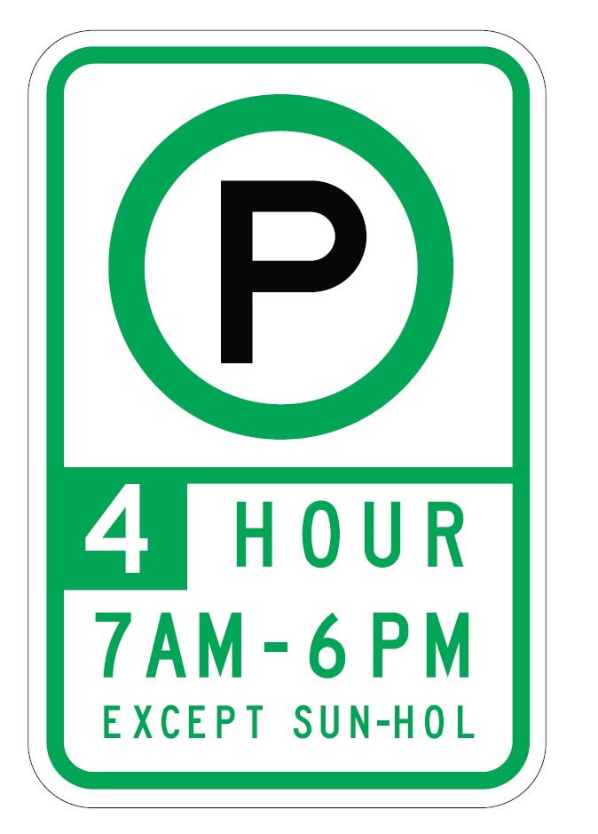 4-hour time-limited parking sign