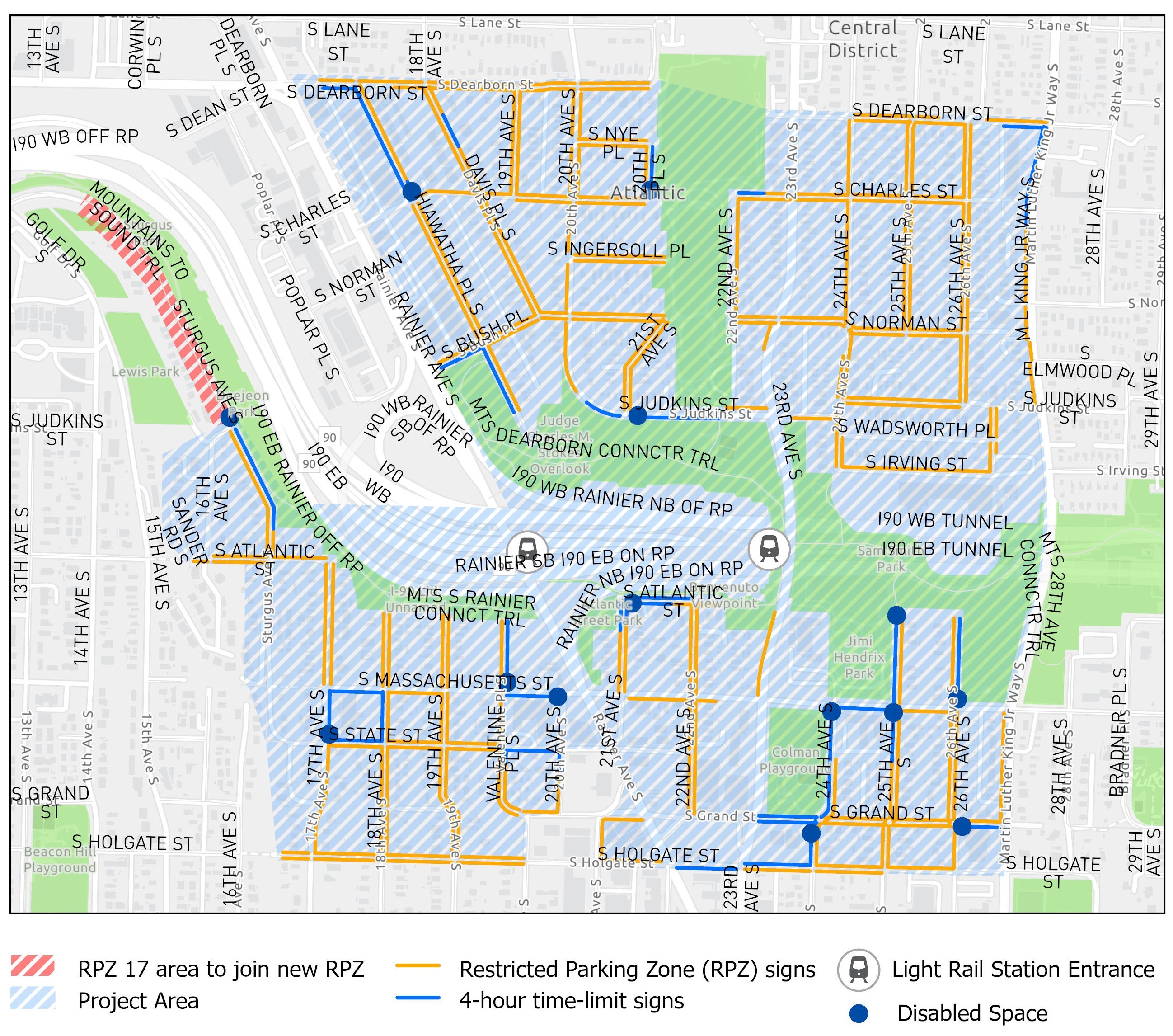 Judkins Park Planned Blockface Restrictions and New Disabled Spaces