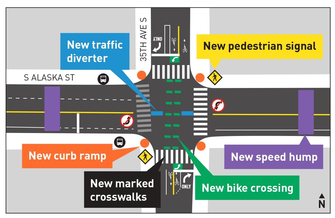 Image shows the location of design elements on a map