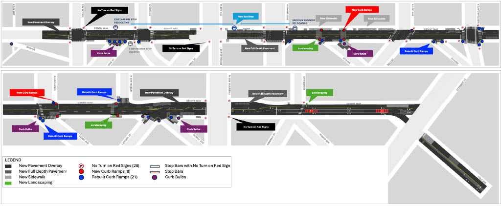 Map showing work area on Denny Way