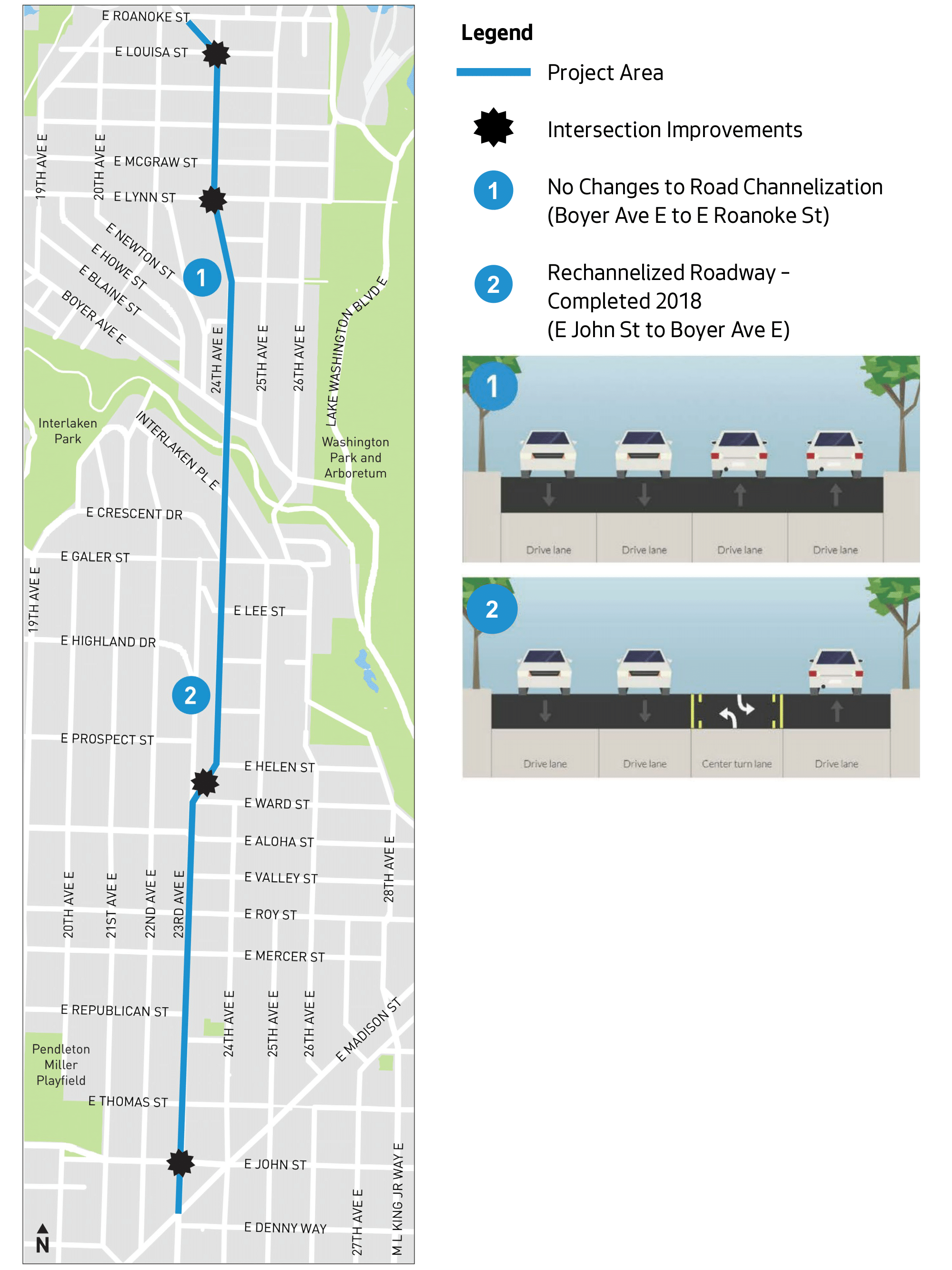 Project area map showing locations of project improvements.