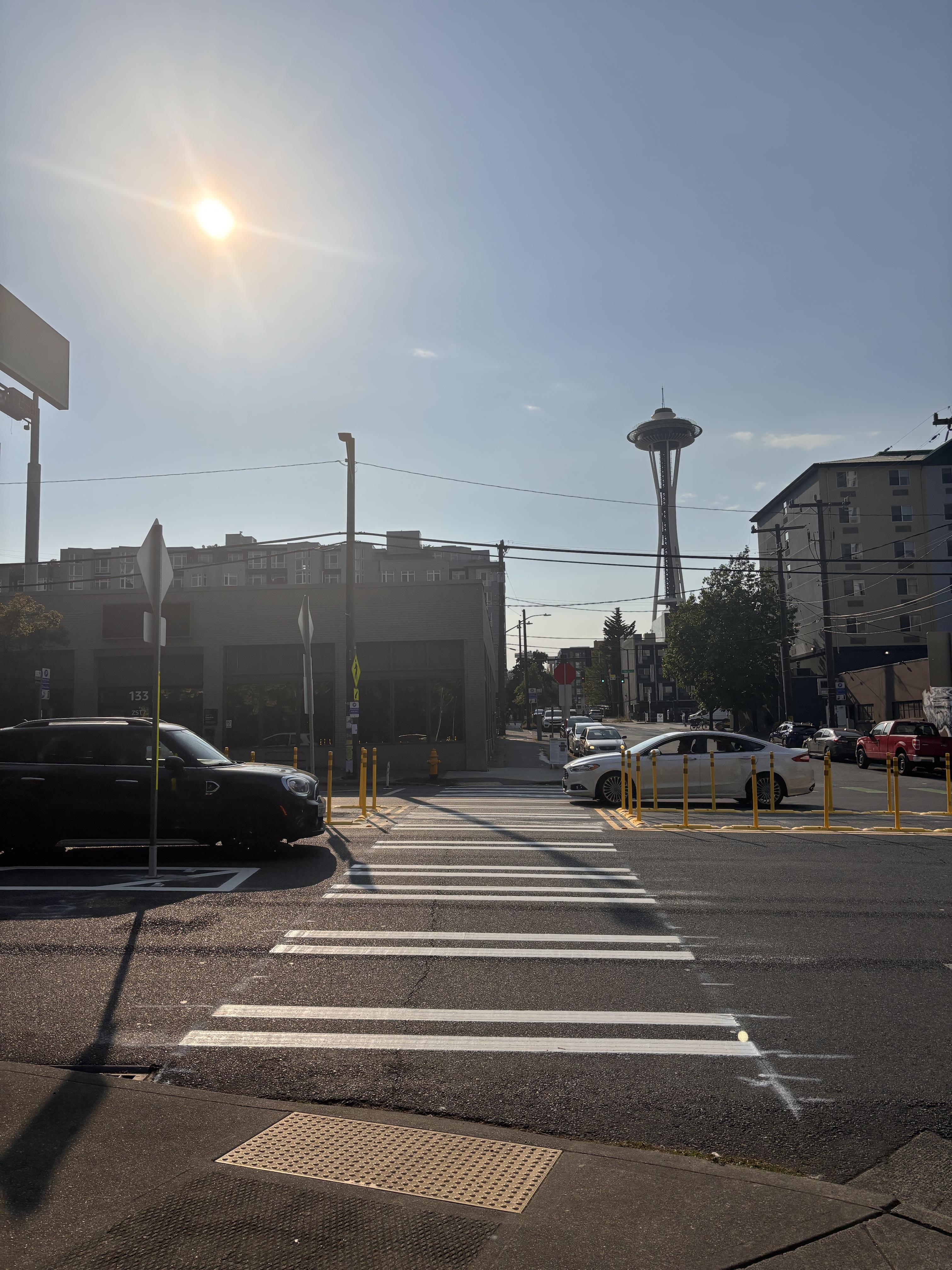 View of new crosswalk at south side of Dexter Ave N and John St intersection.