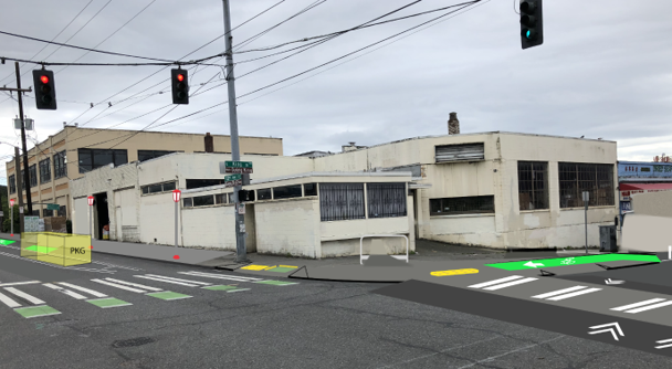 Mock image showing design of southwest corner of 12th Ave S and S King St