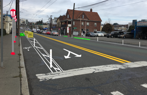 Mock image showing design of west side of 12th Ave S and S Weller St