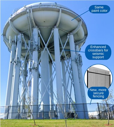View looking up at the Magnolia water tank.