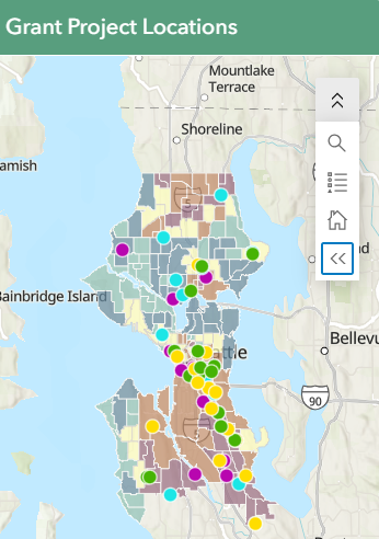 A map of Seattle showing where TMF grants have impact.