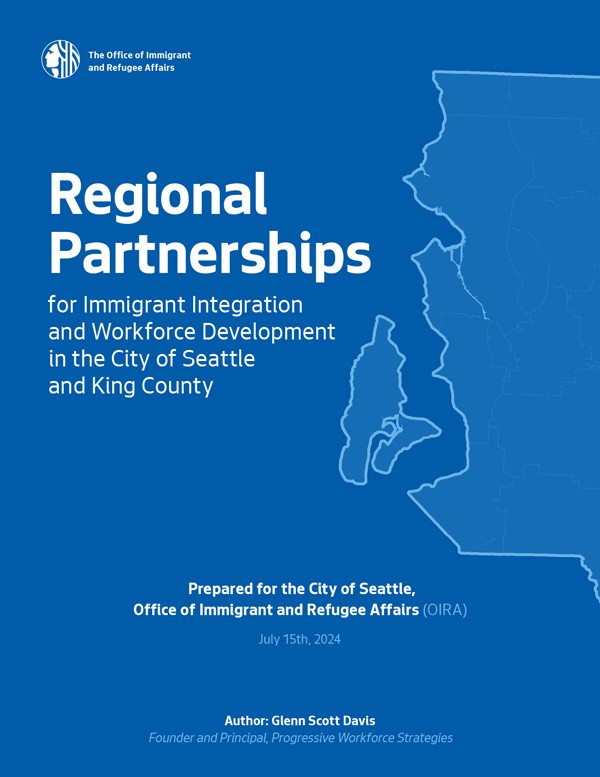 Blue report cover with outline of Washington state and OIRA logo.