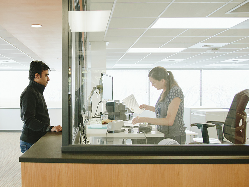 Customer service window at the Central Customer Service Center