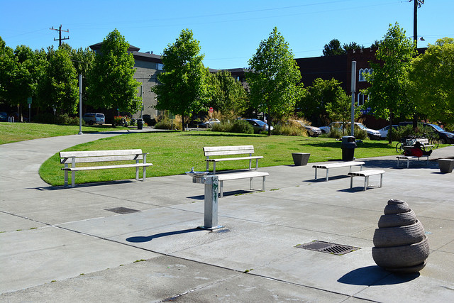 Ballard Commons art and benches