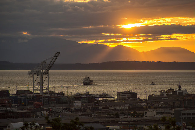 Twelfth Avenue South Viewpoint sunset over the Puget Sound