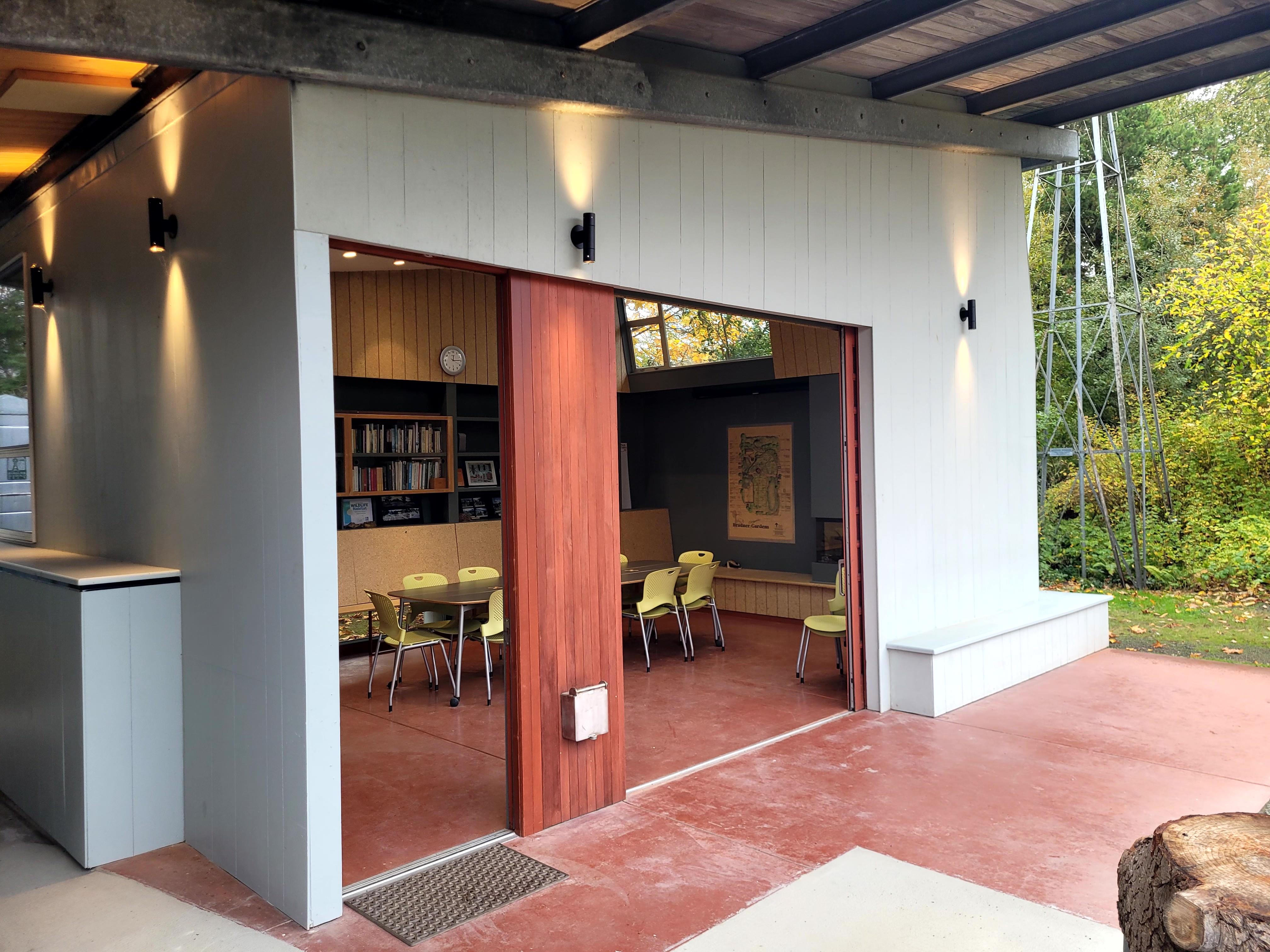 Bradner Gardens Shelterhouse with open doors looking inside