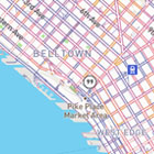 View of the access map showing the waterfront and downtown Seattle.  With streets marked as going uphill and downhill