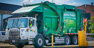 A waste collection truck.