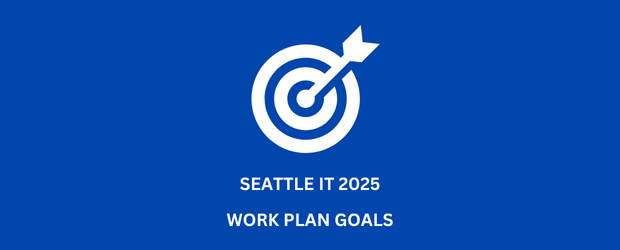 Graphic image of a report with title: Seattle IT Work Plan Goals 2025