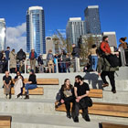 People sitting and taking in the views. 