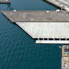 Aerial view of Pier 62 in April 2020 next to the old Pier 63.